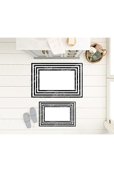 eco concept Decorative Toilet Seat Set, Black Frame Mat, Toilet Seat, Non-Slip Base Mat, Dowry Box