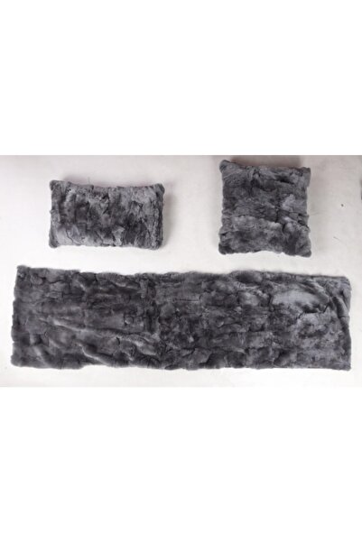 Dericibey Antrasit Doğal Kürk Koltuk Şal Takımı