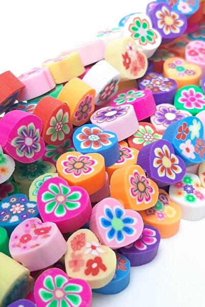 FdayAksesuar Sortiment de mărgele imprimeu floral mărgele Fimo model inimă - ...