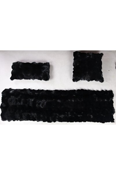 Dericibey Siyah Doğal Kürk Koltuk Şal Takımı
