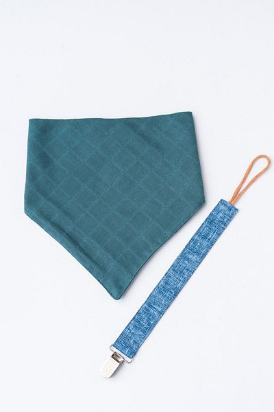 MyVera Set of 2 - Baby Drool & Scarf with Pacifier Strap and Muslin Fabric