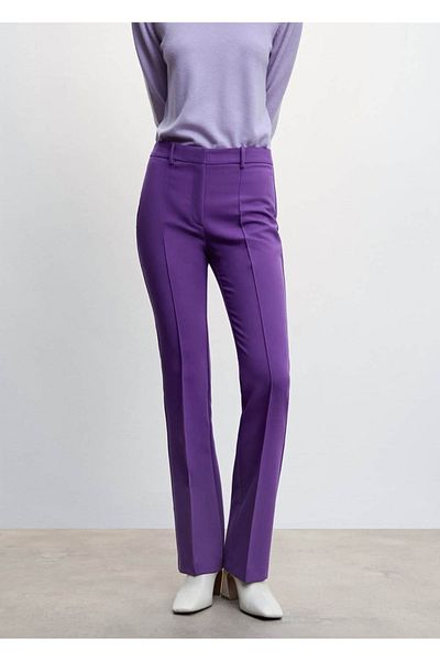 MANGO Woman Straight Cut Fabric Trousers
