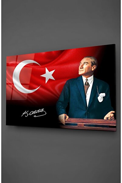 TAULART Pictură pe sticlă Atatürk cu stele lunare