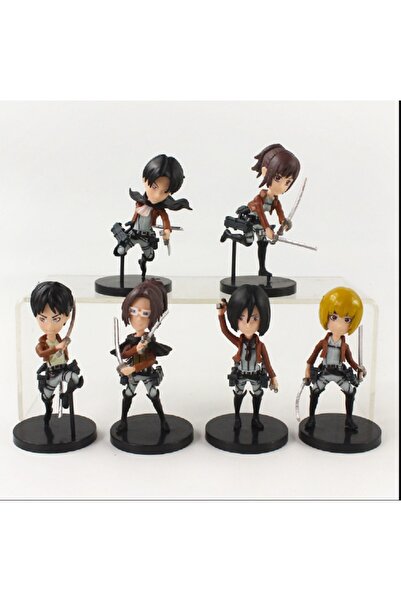 hediyeconcepti 9cm 6 Adet/grup Titan Eren Jager Mikasa Levi Ackerman Arlert Hanji Zoe Sasha Braus Pvc Biblo Seti