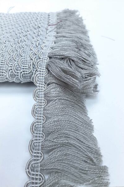 FdayAksesuar Dekoratif Şerit Aksesuar Gri Su Yolu Detaylı Şerit Püskül – Deko...