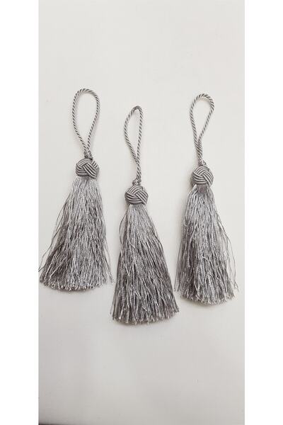 FdayAksesuar Accesoriu Panglică Decorativă Gri cu Ciucure Unic 12cm 1 Bucată