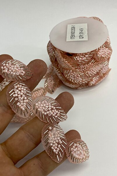 Genel Markalar Dekoratif Şerit Aksesuar Pembe Yaprak Desenli Ütüyle Yapışan Ş...