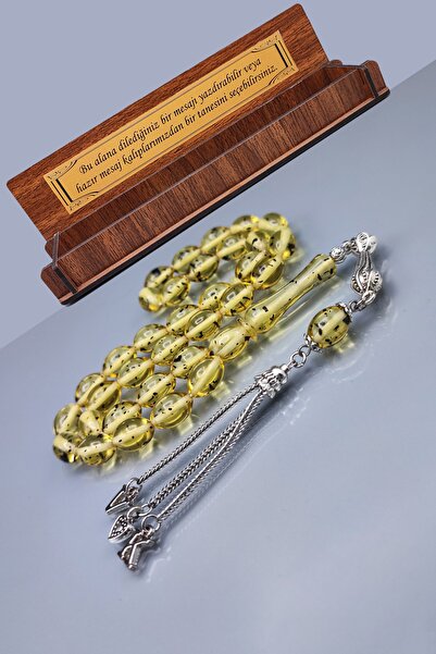 Vip Kehribar Sevgiliye Özel Mesajlı Fosilli Beyrut Kehribar Tesbih - Isme Öze...