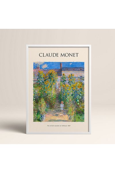 HOMEPACK Claude Monet The Artist's Garden Horse με λευκό πλαστικοποιημένο πλαίσιο Giverny Art Painting
