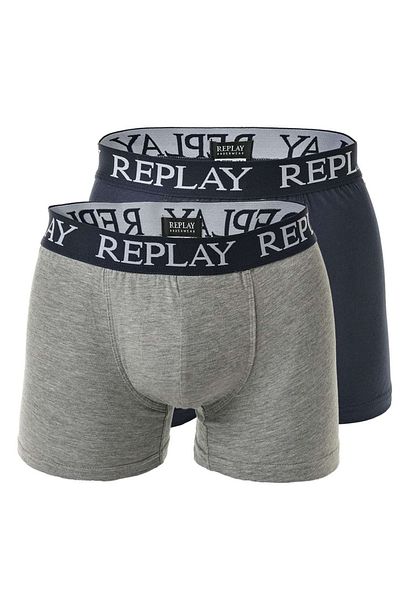Replay Herren Boxershorts, 2er-Pack – Shorts, Baumwoll-Stretch