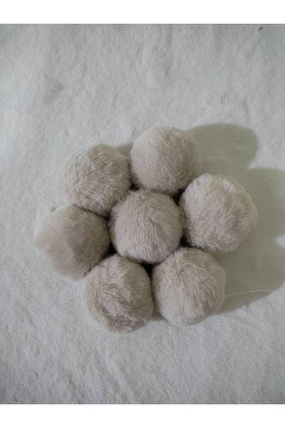 damlakids 12 Pieces 7 Cm Rabbit Fur Furry Pompom Pom/pom Keychain Beanie Hat Slippers Car Ornament Stone Color