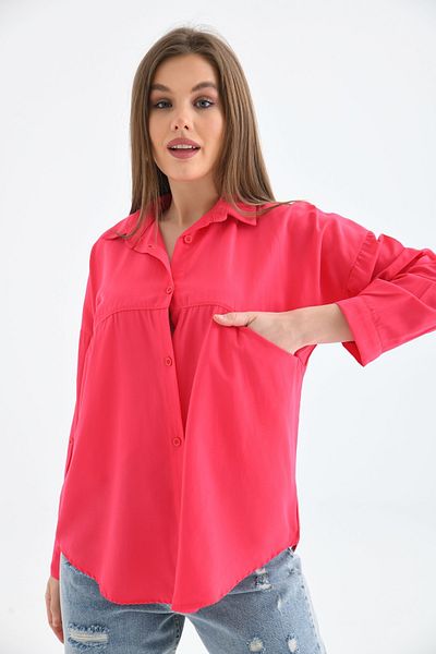 VOLT CLOTHİNG Cămașă oversize pentru femei cu buzunare frontale