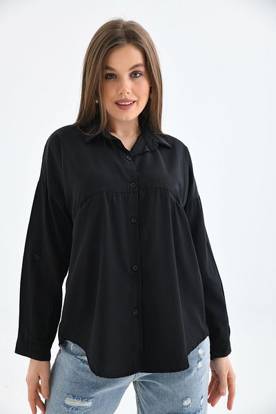 VOLT CLOTHİNG Dámská oversize košile s předními kapsami