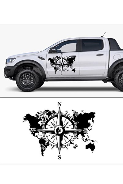 Melek Pazarı 90 × 70 سم - ملصق كارافان بوصلة عالمية للطرق الوعرة