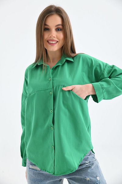 VOLT CLOTHİNG Cămașă oversize pentru femei cu buzunare frontale