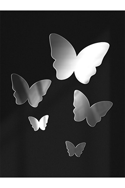 ALYA Dekoratif Ayna Pleksi 5 Li Set Kelebek Duvar Süsü ( Yapışkanlı )