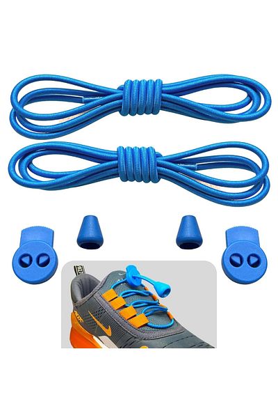 ipekbazaar Blue Smart Laces, Practical Elastic Shoelaces, Sports, Children, Classic and Boots Laces, 1 Pair