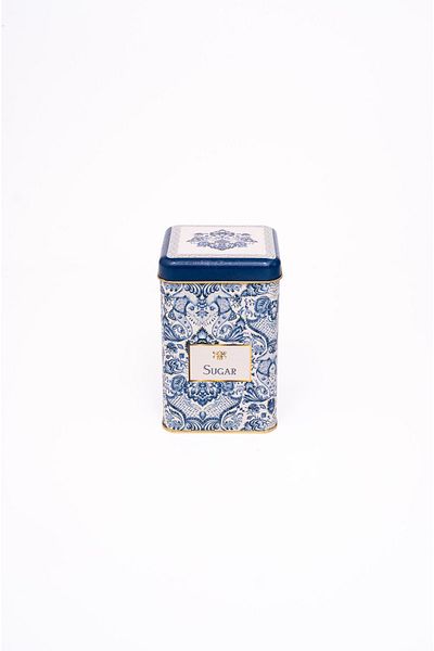 EVLE Er022-y3 Azulejos Sugar Patterned Square Metal Storage Container 11x11 Cm