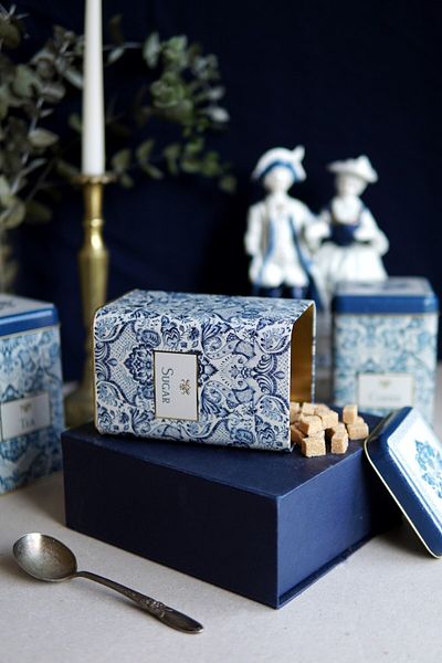 EVLE Er022-y3 Azulejos Sugar Patterned Square Metal Storage Container 11x11 Cm