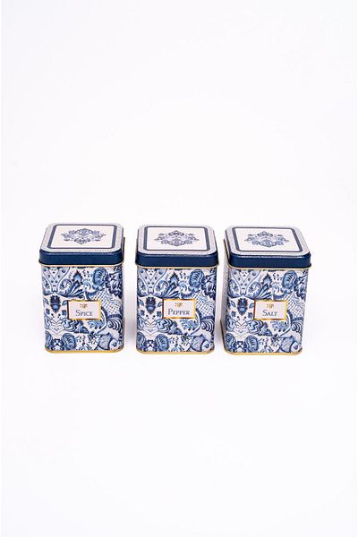 EVLE Erb24t6 Square Metal Storage Container 75x75 Set of 3, Azulejos