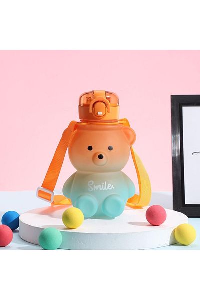 BEYZANA زجاجة مياه نموذجية من Smile Teddy Bear، زجاجة مياه 800 0 مل، خالية من مادة BPA
