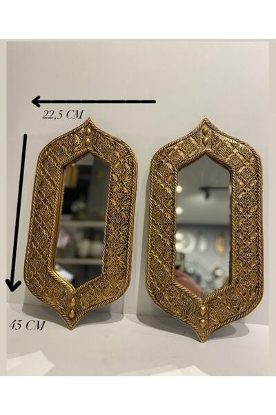 Peramari Dekoratif Polyester Ikili Kral Ayna Takımı Altın