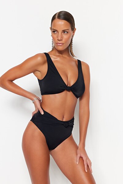 Trendyol Collection Μπικίνι κανονικό πόδι με μαύρο κόμπο ψηλόμεσο TBESS23BA00287