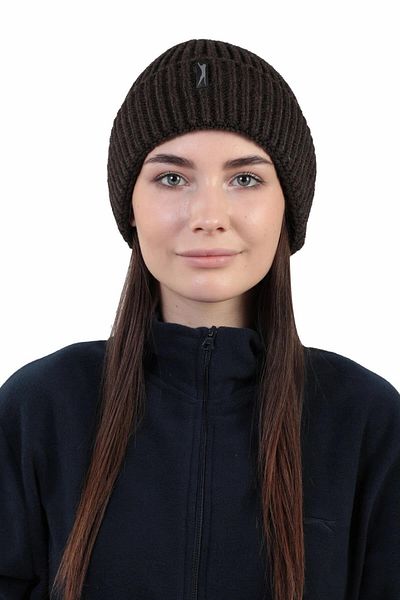 Slazenger Унисекс кафява плетена шапка Bert с дебела оребрена материя, размер V2