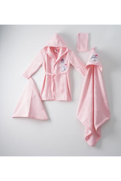 Tugu Homebaby Sevimli 4lü Köpekçik Eko Kutulu Bornoz Set 0-3 Yaş Model 398