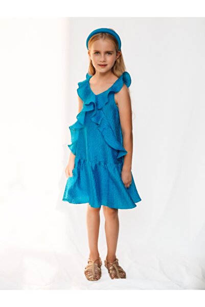 SheShe فستان بناتي - Dsl0157 أزرق كوبالت
