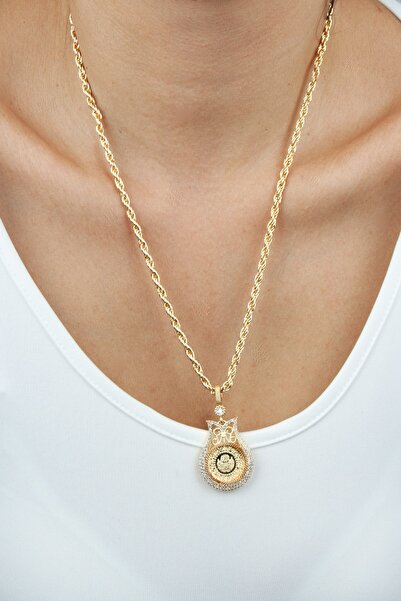 Liveyn Design Lale Figür Çeyrekli Burgu Zincir Gold Kolye