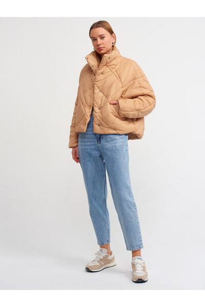 Dilvin 60324 Prošívaná bunda Puffer Jacket-velbloud