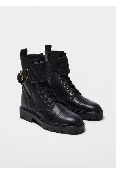 MANGO Woman Lederstiefeletten mit Schnürung