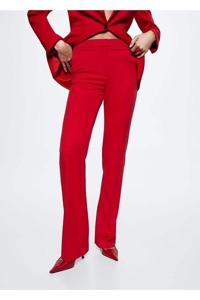 MANGO Woman Straight Cut Fabric Trousers