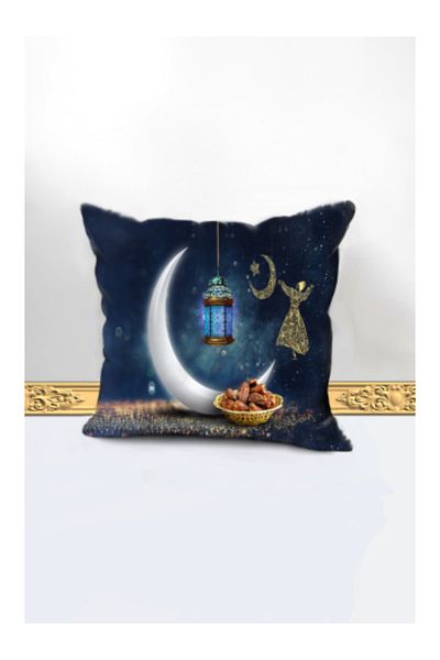 Benlisso Home غطاء وسادة بطابع رمضان (رمضان) مقاس 45 × 45 تصميم خاص