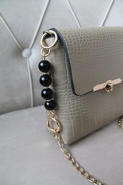 Emtory Home Black Beaded Stone Detailed Gold Spring Bag Strap Extender Accessory