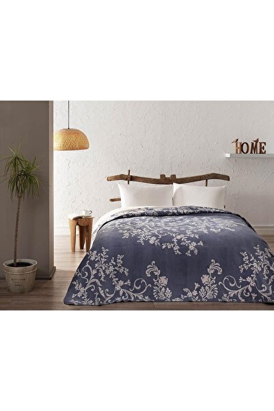 Taç Anissa Pamuk Çift Kişilik Battaniye Mavi