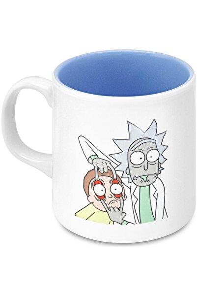Mabbels Kupa Rick And Morty Mug Dış Beyaz Iç Mavi Mug Kupa Bardağı