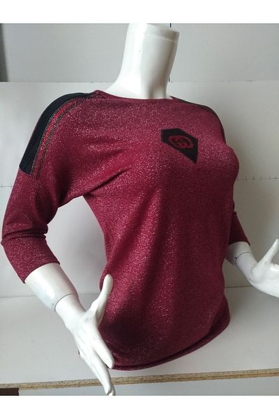 anne moda ankara Φωτεινό μανίκι τριών τετάρτων Fit Cut Blouse