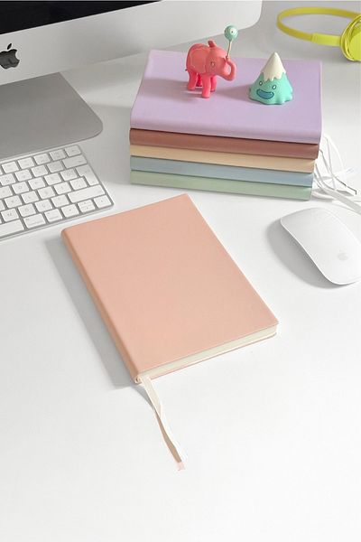 Victoria's Journals Smyth Pastel Non-Dated Thick Leaf Dotted Notebook 15x21 Cm (a5) Pink