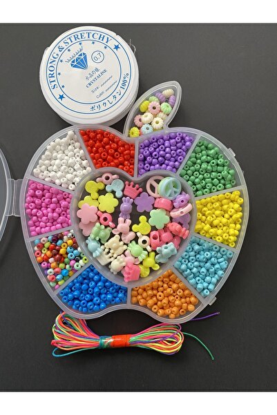 LİVZA BİJUTERİ Elma Desenli Organizer Kutuda Kum Boncuklu Takı Yapma Hobi Set...