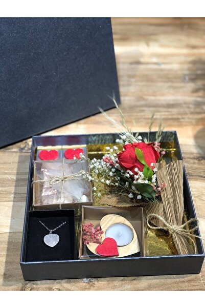 Masalsı Concept 14 Şubat Sevgililer Günü Özel Gül Demeti,kalpli Ahşap Mum Doğ...