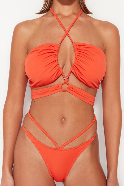 Trendyol Collection Πορτοκαλί Στράπλες Μπικίνι Τούνελ TBESS22BU0335