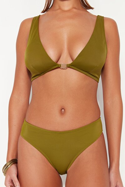 Trendyol Collection Green Triangle Accessory Bikini Top TBESS23BU00259