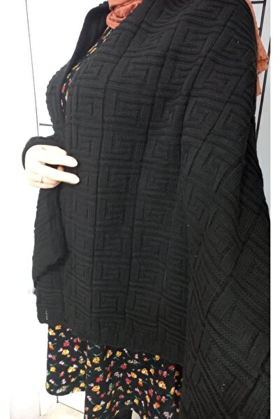 Bytoktay Triko Örme Geometrik Desen Düz Renk Omuz Şal Atkı Etol