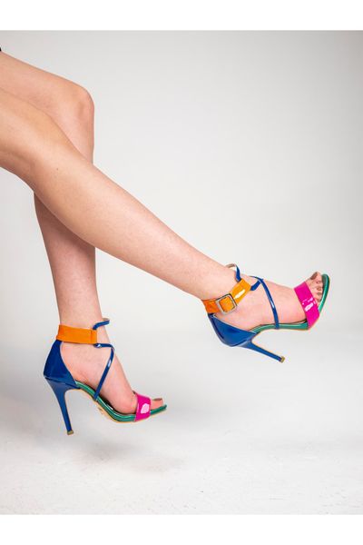 Women's Squared Open Toe Multi Color PU Ankle Strap Shoes Slingback Chunky  High Heel Sandals - China Sandal Slippers and Women Shoes price |  Made-in-China.com