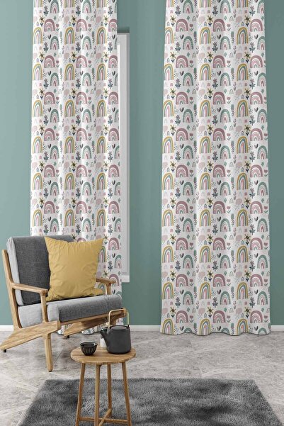 Pilloveland (TEK KANAT) Fon Perde 140*280 Cm - Gökkuşağı