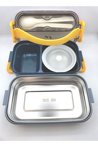 MONET Vagonlife Double Layer Stainless Food Container Storage Container Food Container 1500 Ml Blue Xc-465