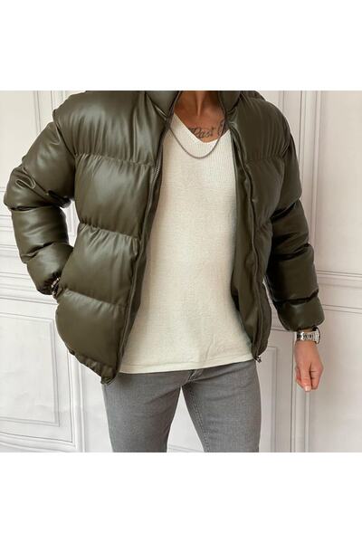 MODEFENDİ Jachetă oversize din piele kaki