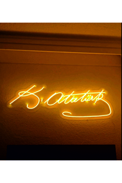 En Güzel Günde Mustafa Kemal Atatürk Imzası Neon Led Işıklı Tablo